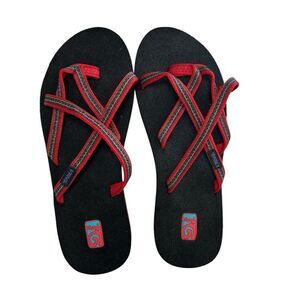 New Teva Olowahu Strappy Red Sandals 10